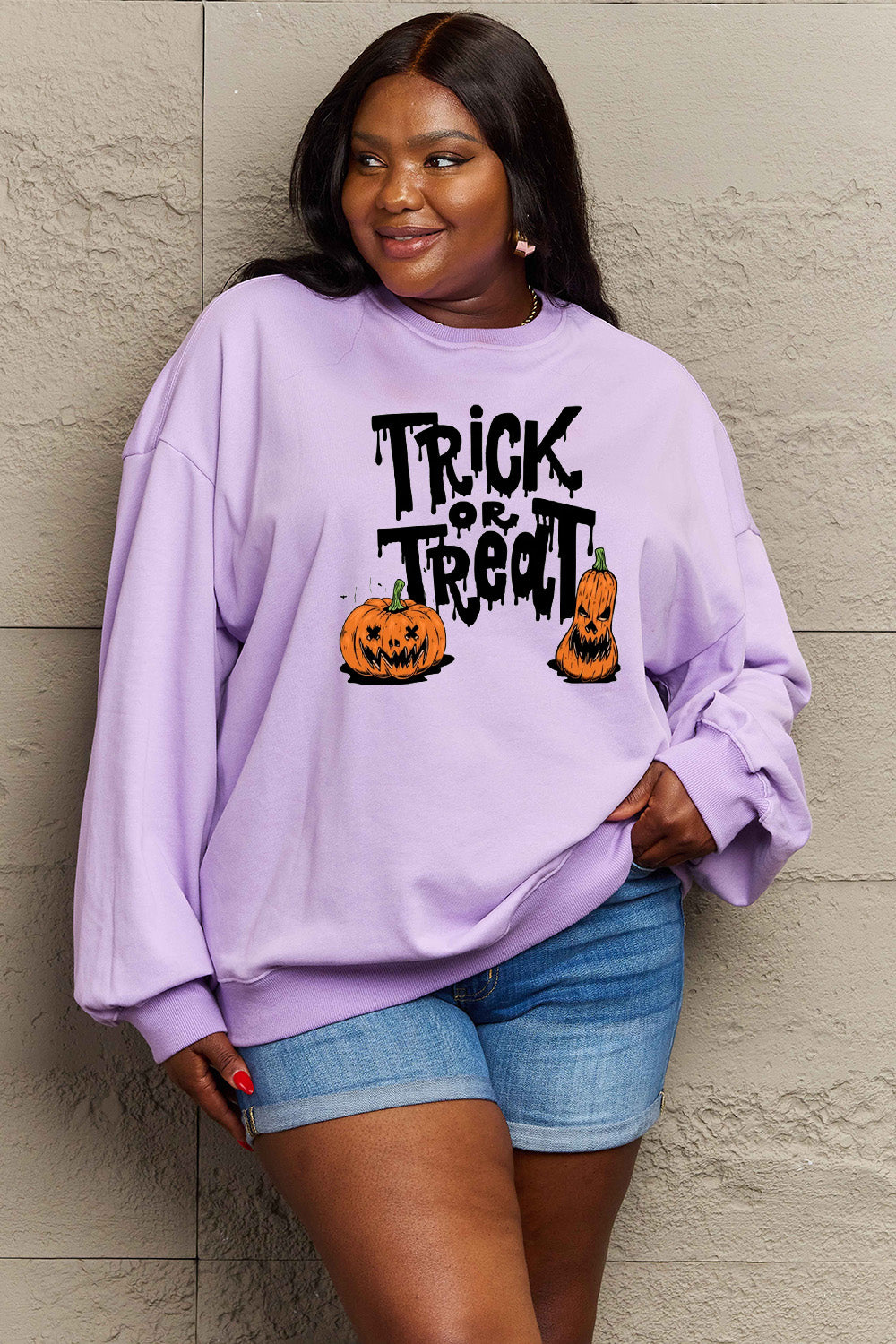 Simply Love Full Size TRICK OR TREAT Graphic Sweatshirt